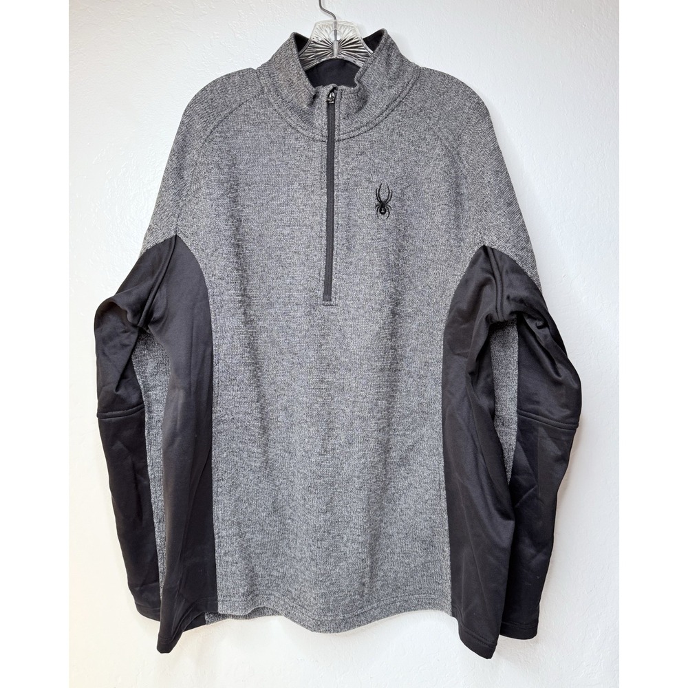 SPYDER Men's Outbound 1/2 Half Zip Midweight Core Sweater Size 2XL Gray Black